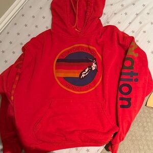 Aviator Nation Red Hoodie with Multicolor Logo